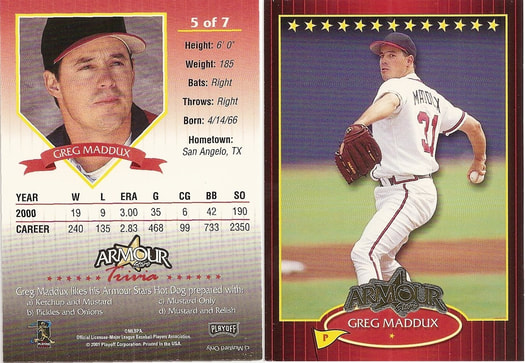 Greg Maddux baseball card player worn jersey patch (Atlanta