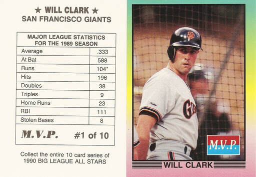 1990 Kenner Starting Lineup Will Clark San Francisco Giants for sale online 